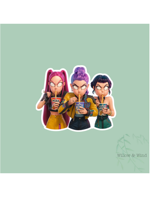 Huntrix Eating Ramen K-Pop Demon Hunters Sticker