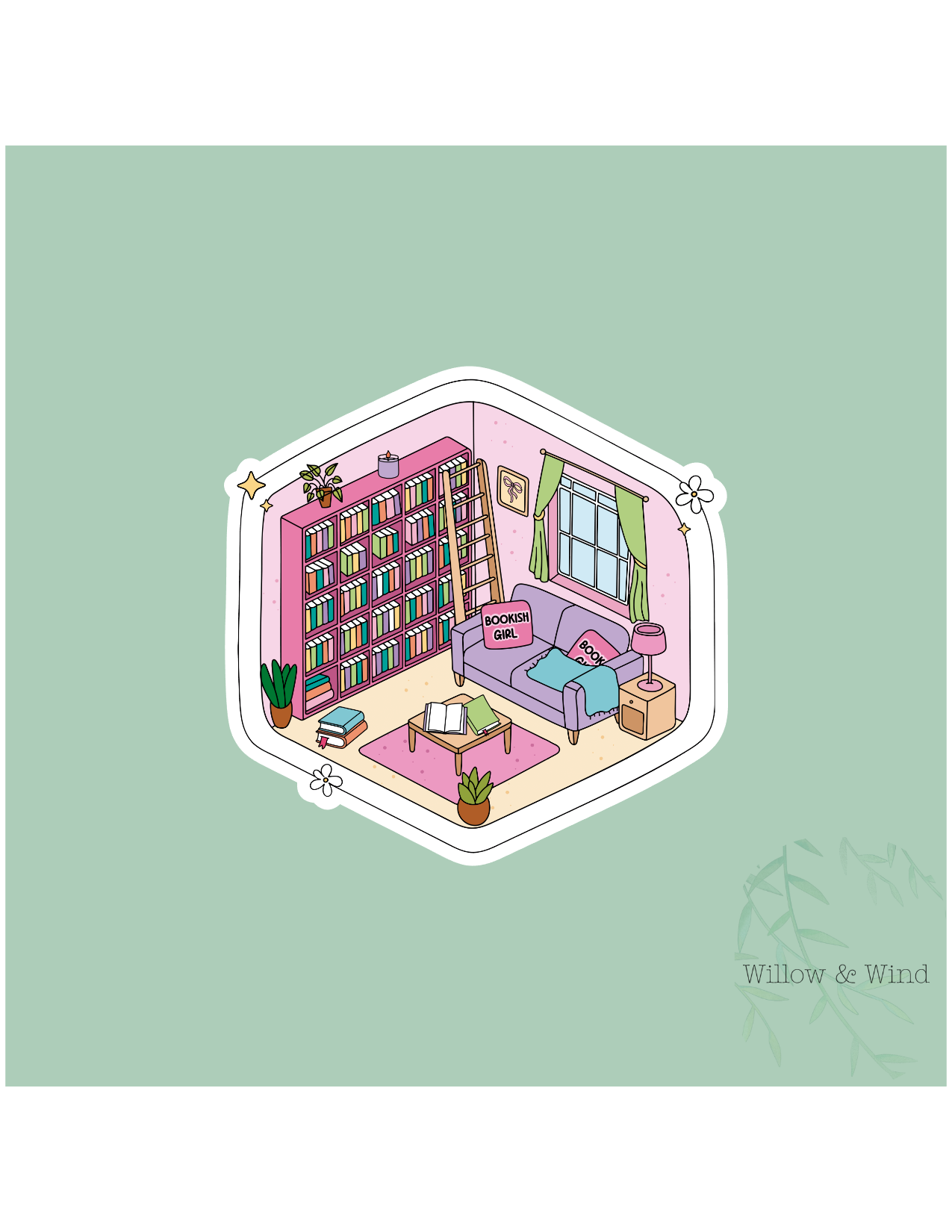 Isometric Book Room - Bookish Sticker