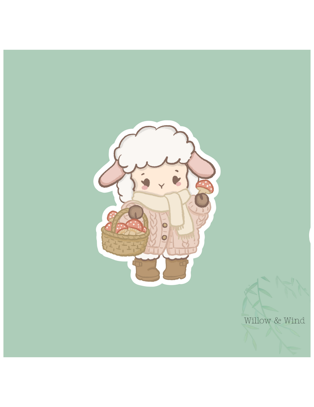 Picking Mushrooms - Cozy Autumn Sticker