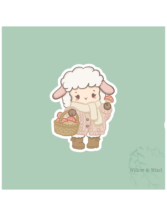 Picking Mushrooms - Cozy Autumn Sticker