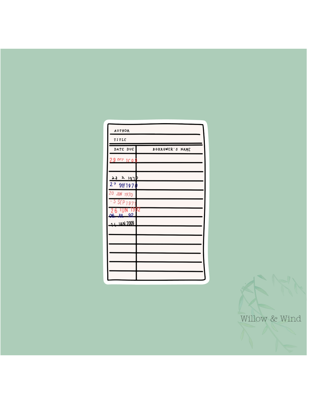 Library Checkout Card - Bookish Sticker