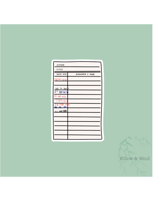 Library Checkout Card - Bookish Sticker