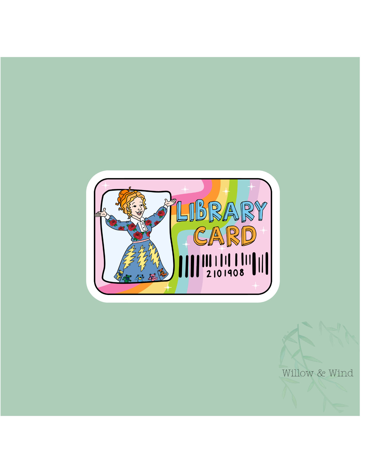 School Bus Library Card - Bookish Sticker