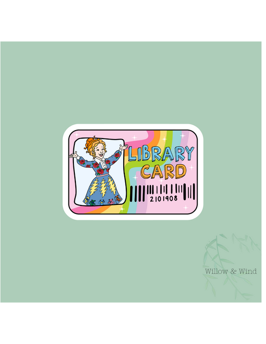 School Bus Library Card - Bookish Sticker