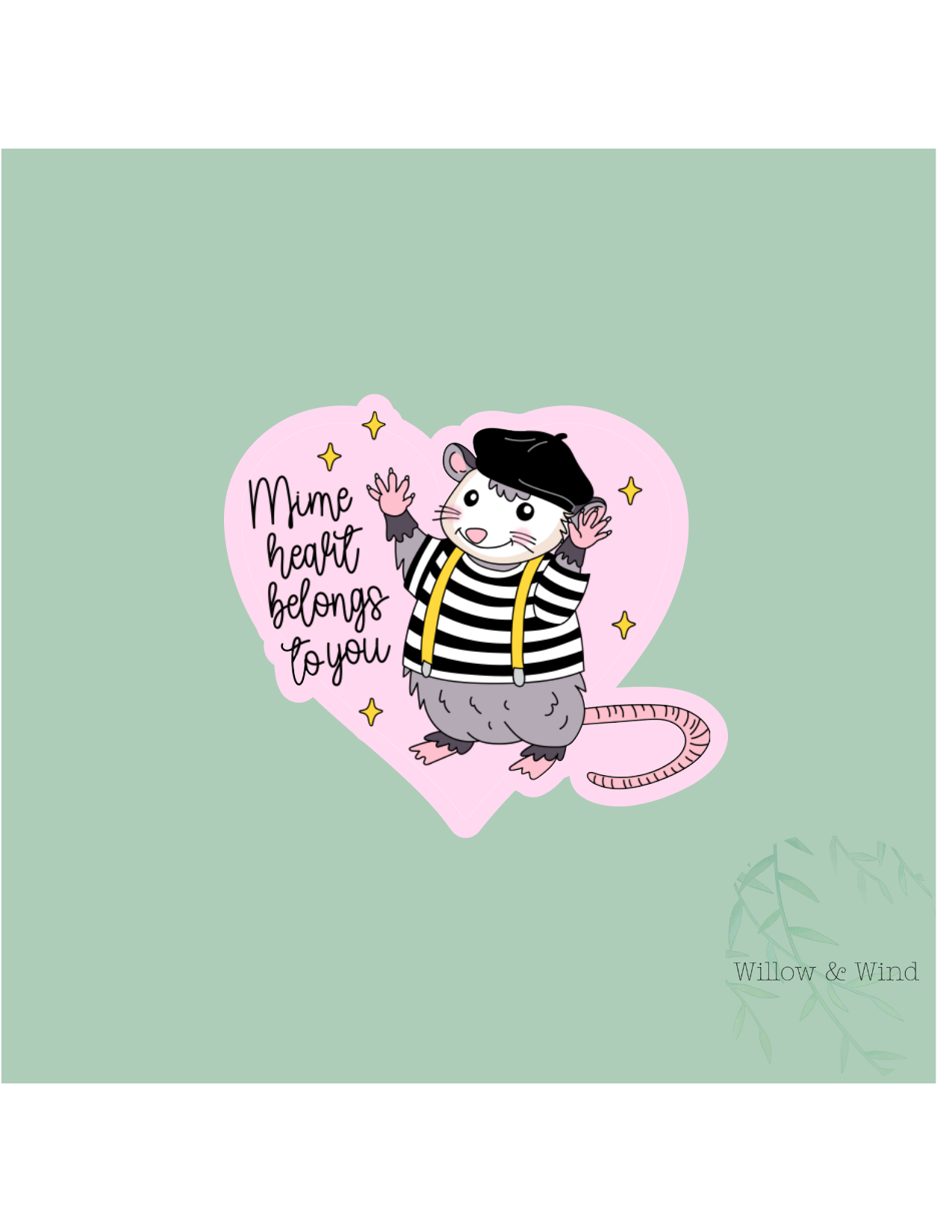 Mime Heart Belongs To You - Valentines Sticker
