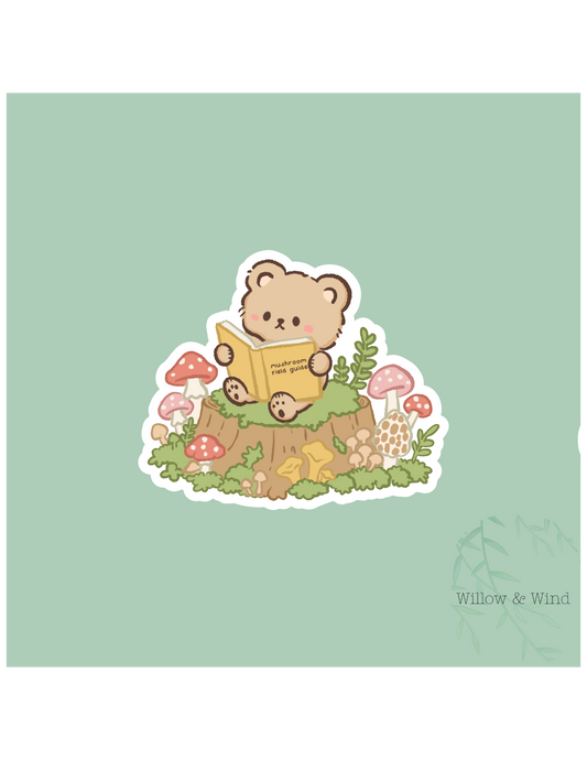 Bear on Stump - Cozy Autumn Sticker