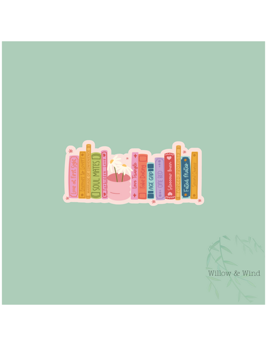 Pink Tropes Bookshelf - Bookish Sticker