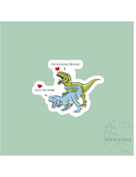 Pull My Hair Dino - NSFW Sticker