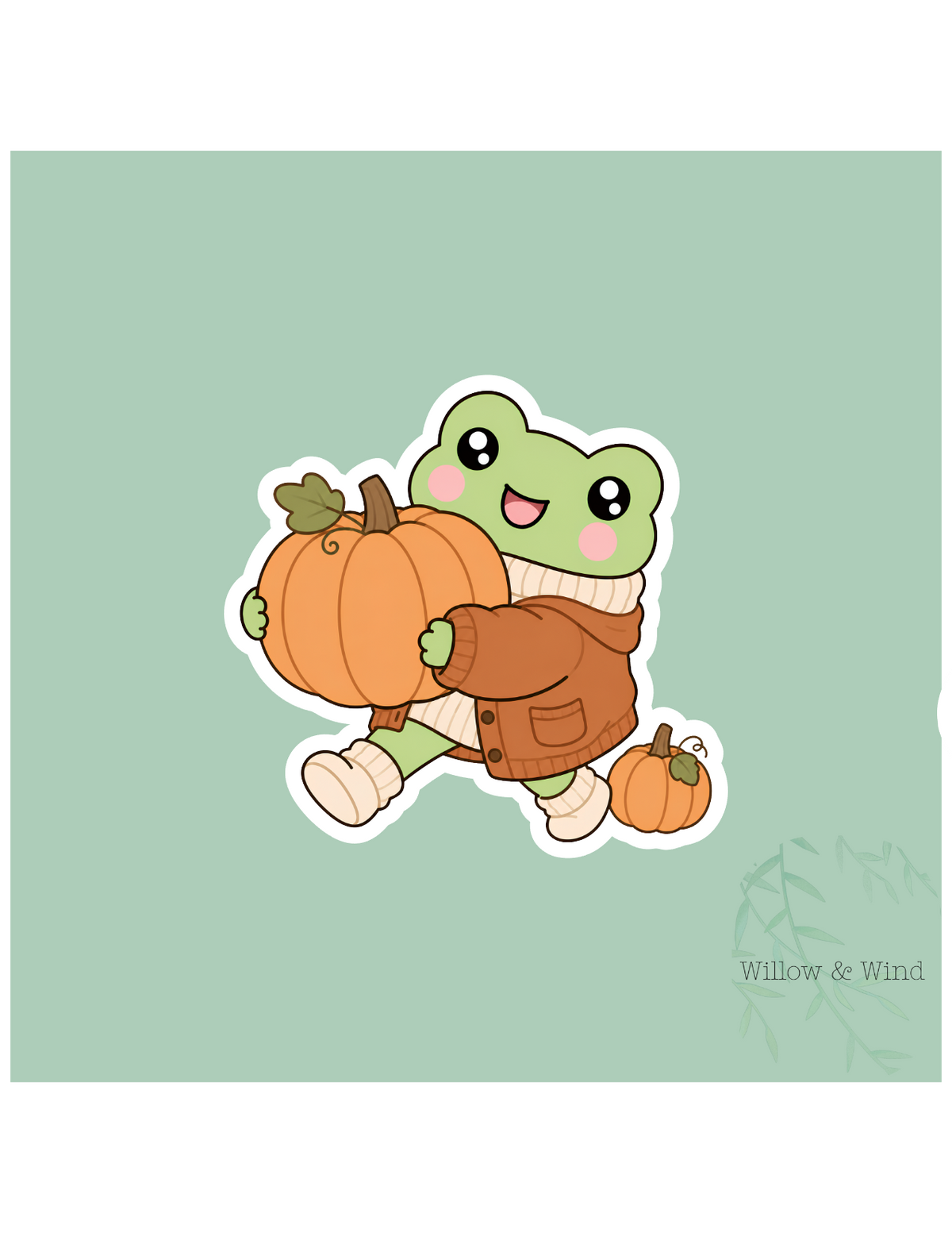 Pumpkin Frog - Cozy Autumn Sticker