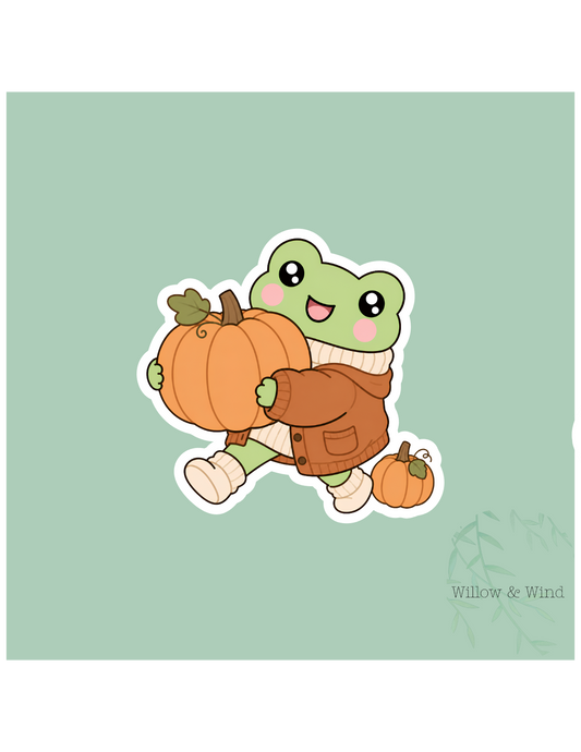Pumpkin Frog - Cozy Autumn Sticker