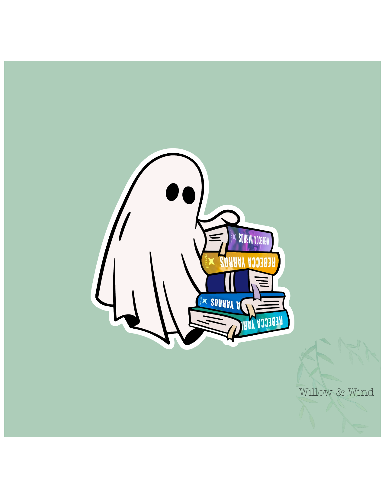 Rebecca Ghost Book Stack Fourth Wing Sticker