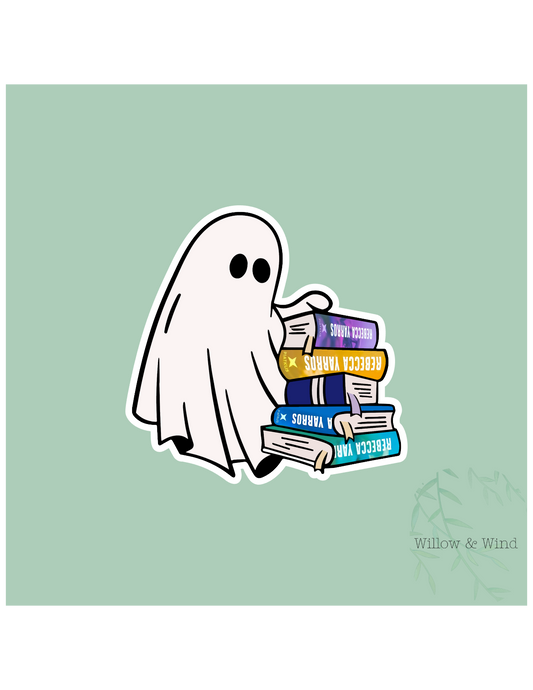Rebecca Ghost Book Stack Fourth Wing Sticker