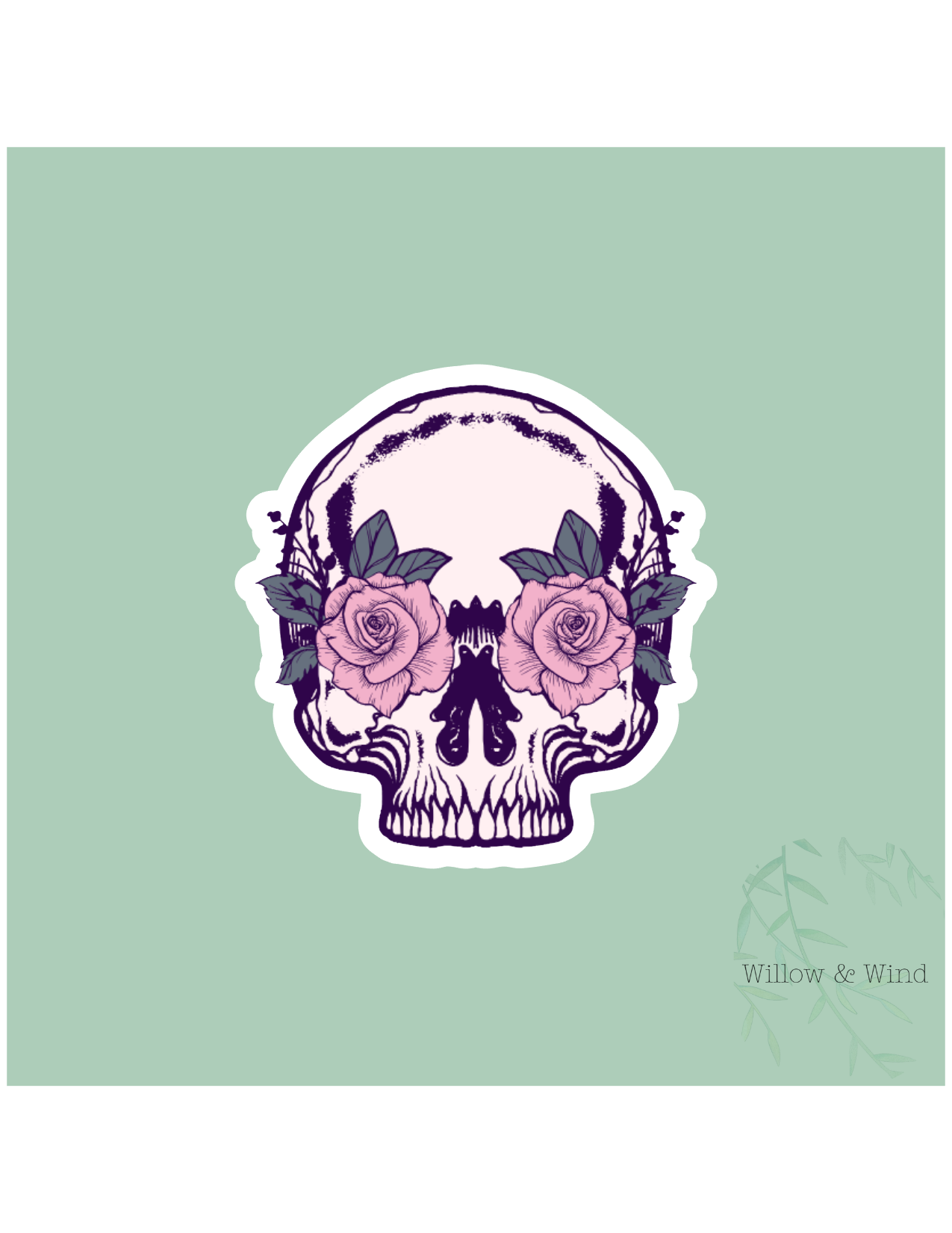Rose Eyed Skull Gothic Sticker