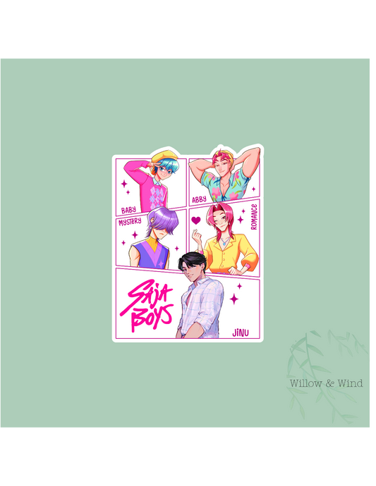 Saja Boys Comic Book Style K-Pop Demon Hunters Sticker