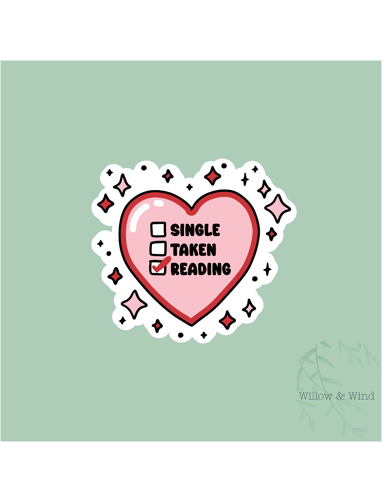Reading Heart - Valentines Sticker