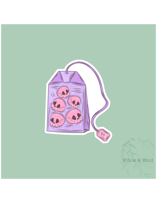 Skull Tea Gothic Sticker