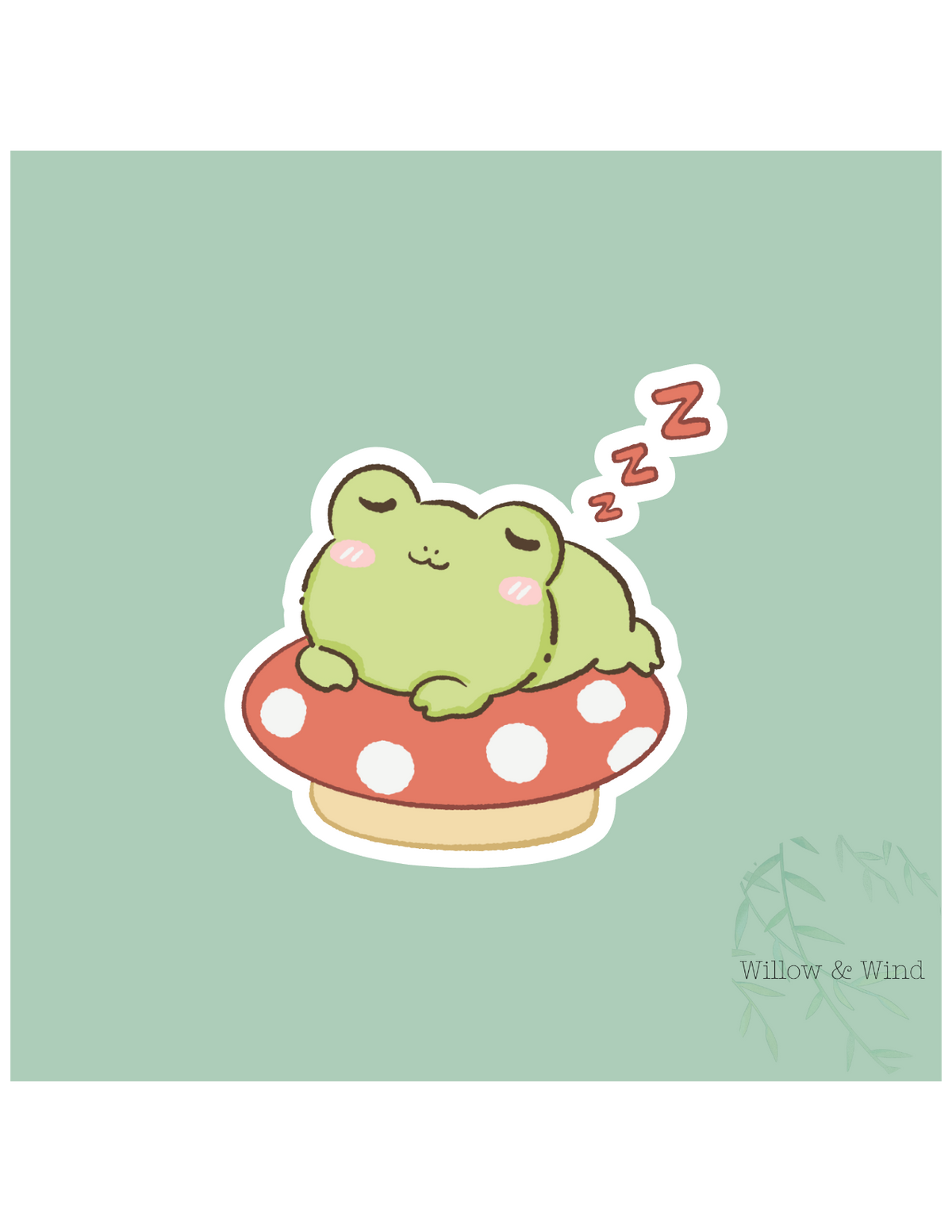 Snoozin' Frog - Cozy Autumn Sticker