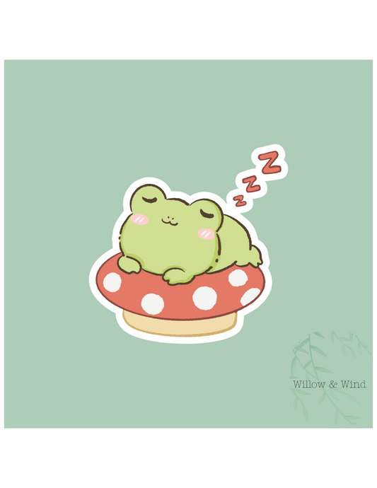 Snoozin' Frog - Cozy Autumn Sticker