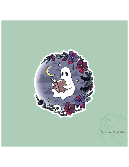 Spooky Ghost Reading - Bookish Sticker