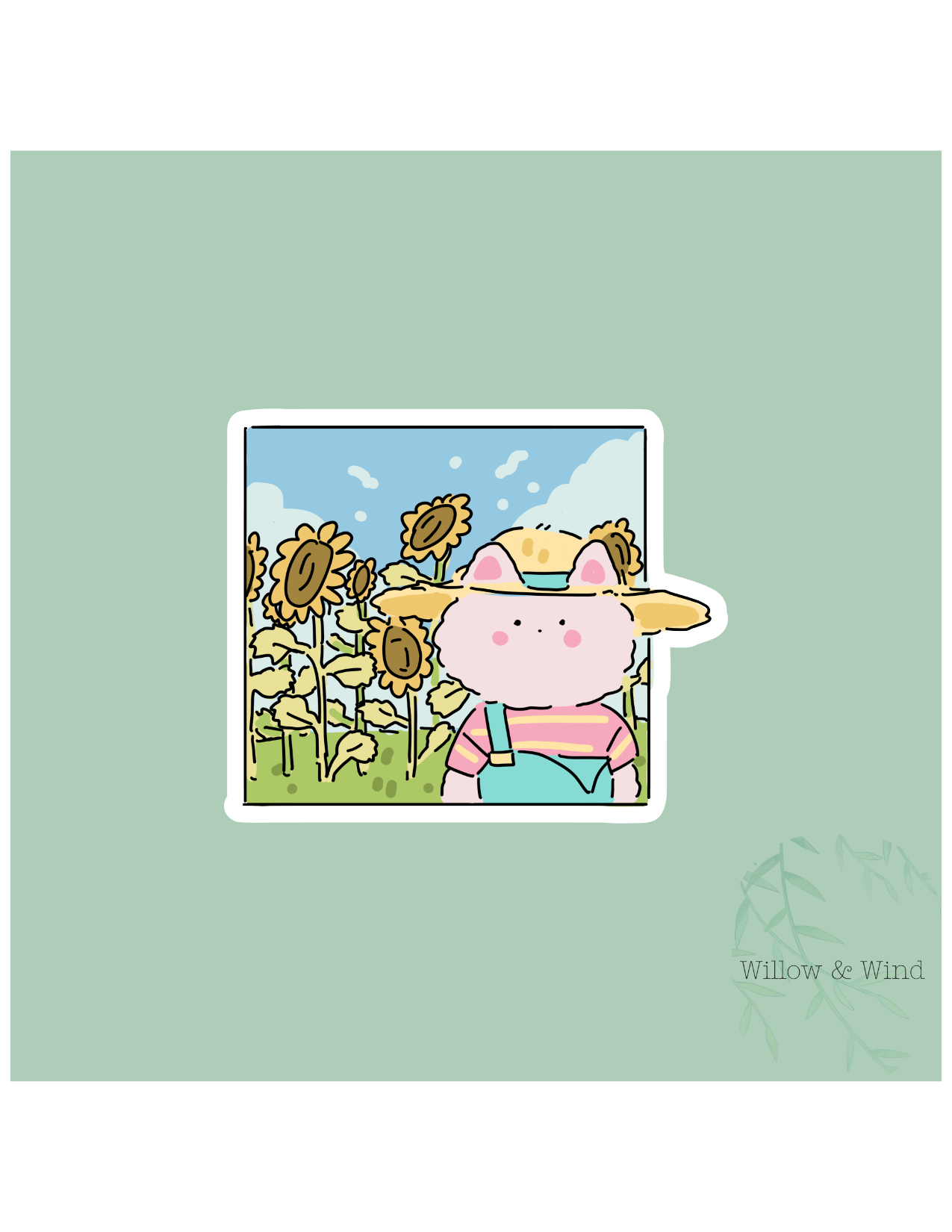 Sunflower Cat Sticker