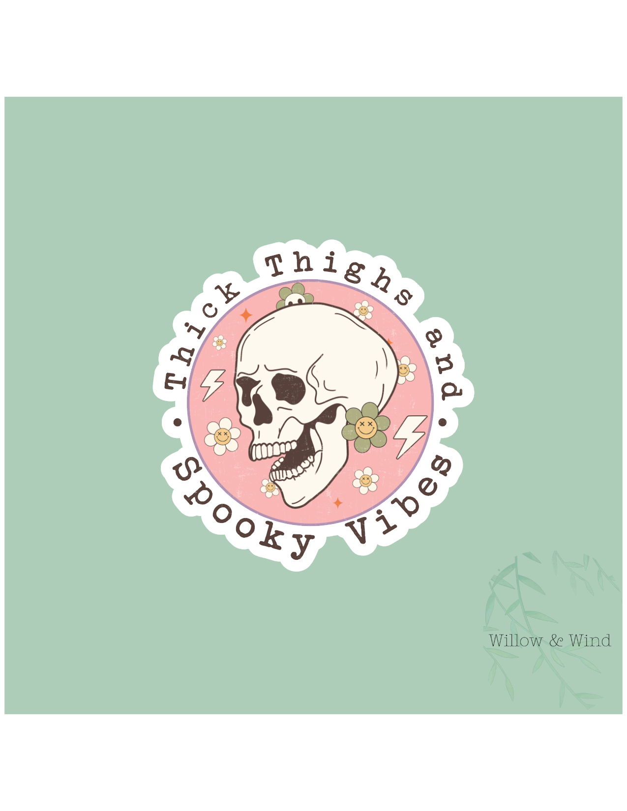 Thick Thighs Spooky Vibes Gothic Sticker