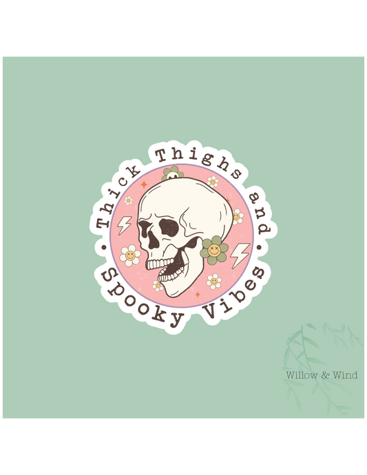 Thick Thighs Spooky Vibes Gothic Sticker