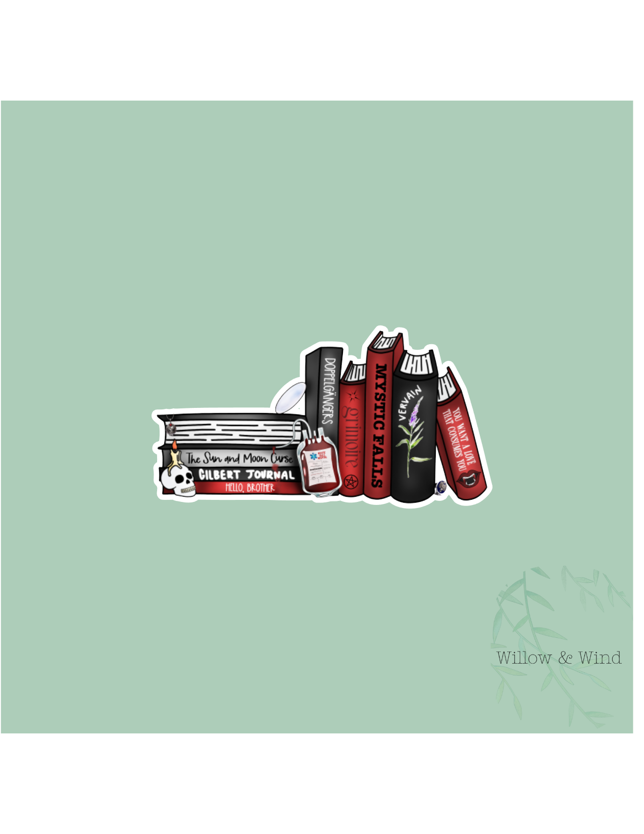 Vampire Diaries Bookstack - Bookish Sticker