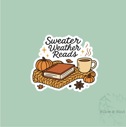Sweater Weather Reads - Cozy Autumn Sticker