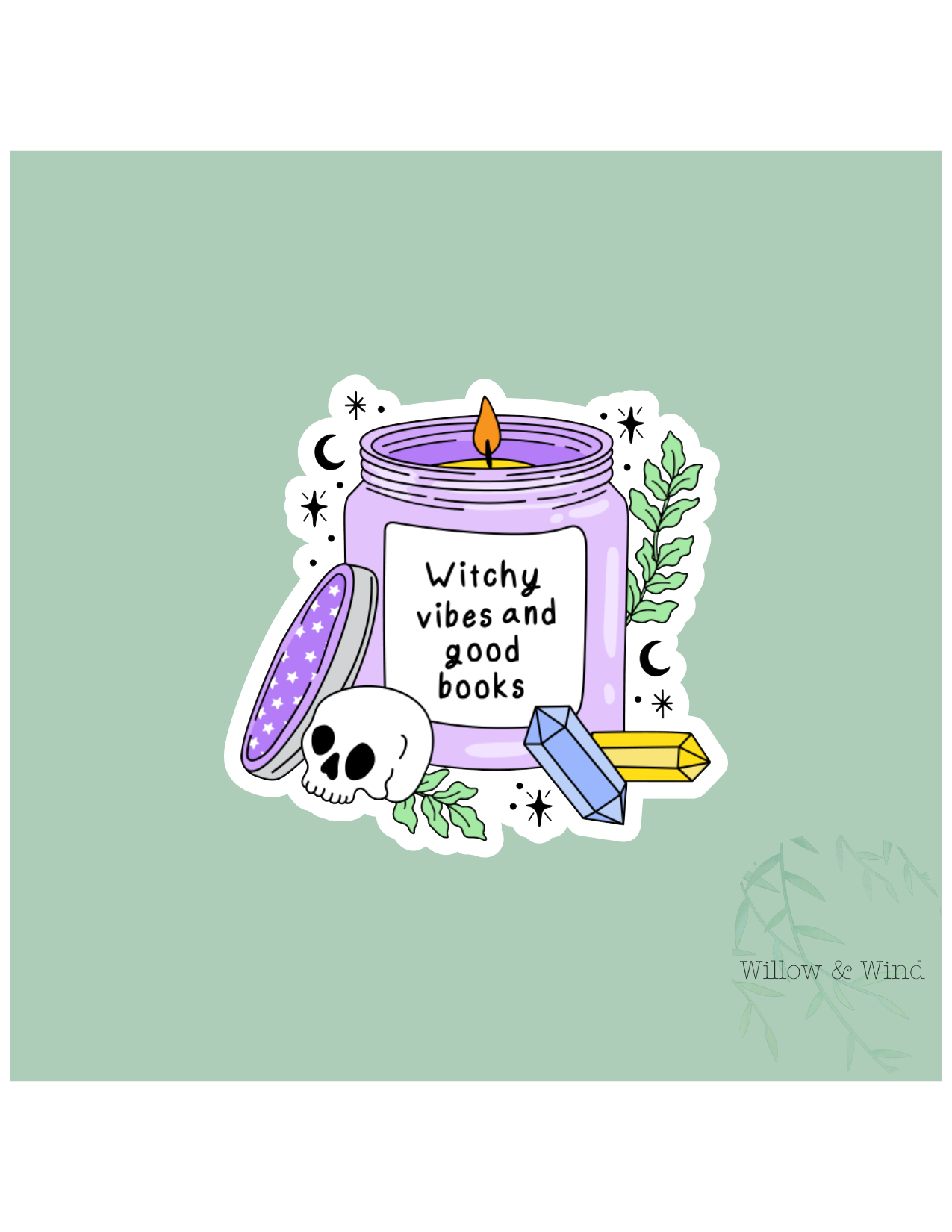 Witchy Vibes & Good Books - Bookish Sticker