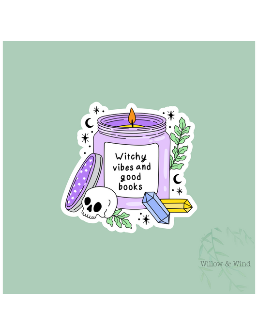 Witchy Vibes & Good Books - Bookish Sticker